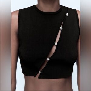 Zara Crystal button crop top